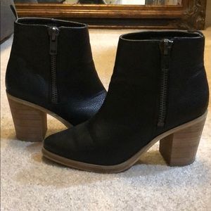 Black leather booties.